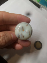 Load image into Gallery viewer, 100% Natural white beige with black/brown flying dandelions Osmanthus fragrant cheese cake nephrite Jade pendant/worry stone HT68
