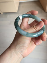 Load image into Gallery viewer, 57.7mm Certified Type A 100% Natural Dark Green Blue Gray Black Moonlit Ink (水墨月色) Round Cut Jadeite Jade Bangle BS148-0737
