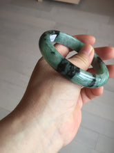 Load image into Gallery viewer, Shopify only! 59mm certified type A 100% Natural icy watery green/black Jadeite Jade bangle BM44-8566
