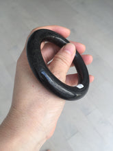 Load image into Gallery viewer, 54.3mm certified 10% Natural black(MO YU 墨玉) meteorite Stellar Night sky chubby round cut nephrite bangle HN1-8246
