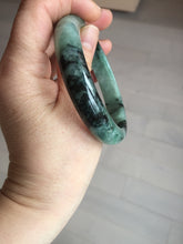 Load image into Gallery viewer, Shopify only! 59mm certified type A 100% Natural icy watery green/black Jadeite Jade bangle BM44-8566

