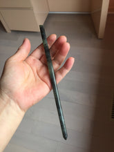 Load image into Gallery viewer, 20cm 100% Natural black dark green ink painting(水墨画) Xiu Jade (Serpentine) Hairpin AW62
