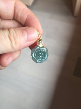 Load image into Gallery viewer, 100% Natural blue green gray Guatemala jadeite Jade flower pendant group AR113
