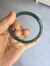 Load image into Gallery viewer, 56.2mm Certified Type A 100% Natural dark green/gray/black Guatemala slim round cut Jadeite bangle PJ84-0653
