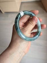 Load image into Gallery viewer, 57.7mm Certified Type A 100% Natural Dark Green Blue Gray Black Moonlit Ink (水墨月色) Round Cut Jadeite Jade Bangle BS148-0737

