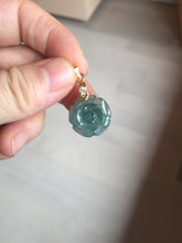Load image into Gallery viewer, 100% Natural blue green gray Guatemala jadeite Jade flower pendant group AR113
