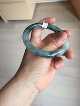 Load image into Gallery viewer, 57.7mm Certified Type A 100% Natural Dark Green Blue Gray Black Moonlit Ink (水墨月色) Round Cut Jadeite Jade Bangle BS148-0737
