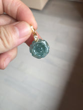 Load image into Gallery viewer, 100% Natural blue green gray Guatemala jadeite Jade flower pendant group AR113
