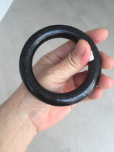 Load image into Gallery viewer, 54.3mm certified 10% Natural black(MO YU 墨玉) meteorite Stellar Night sky chubby round cut nephrite bangle HN1-8246
