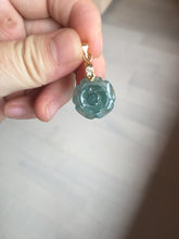 Load image into Gallery viewer, 100% Natural blue green gray Guatemala jadeite Jade flower pendant group AR113

