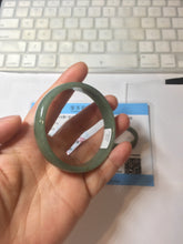 Load image into Gallery viewer, 53mm Certified 100% Natural Type A Dark Green Gray Black (老油青) Thin Jadeite Jade Bangle PC216-6222
