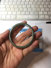 Load image into Gallery viewer, 53mm Certified 100% Natural Type A Dark Green Gray Black (老油青) Thin Jadeite Jade Bangle PC216-6222
