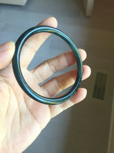 Load image into Gallery viewer, 59.1mm Certified Type A 100% Natural light black/green/gray Guatemala slim round cut Jadeite bangle PJ83-0661
