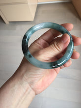 Load image into Gallery viewer, 57.7mm Certified Type A 100% Natural Dark Green Blue Gray Black Moonlit Ink (水墨月色) Round Cut Jadeite Jade Bangle BS148-0737
