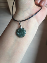 Load image into Gallery viewer, 100% Natural blue green gray Guatemala jadeite Jade flower pendant group AR113
