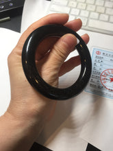 Load image into Gallery viewer, 54.3mm certified 10% Natural black(MO YU 墨玉) meteorite Stellar Night sky chubby round cut nephrite bangle HN1-8246
