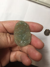 Load image into Gallery viewer, Type A 100% Natural Light Green-Gray (淡油冰) Jadeite Jade Dragon Pendant – Power, Success, Protection &amp; Good Fortune PC239
