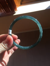 Load image into Gallery viewer, 60.5mm Certified Type A 100% Natural dark green/blue/gray with flying snow Guatemala slim round cut Jadeite bangle PD58-3376
