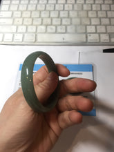 Load image into Gallery viewer, 53mm Certified 100% Natural Type A Dark Green Gray Black (老油青) Thin Jadeite Jade Bangle PC216-6222
