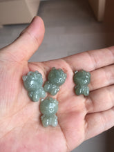 Load image into Gallery viewer, Type A 100% Natural oily dark green/light green/white jadeite jade cat kitty pendant PB118
