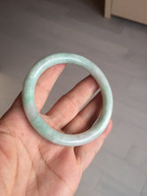 Load image into Gallery viewer, 56.5mm certified 100% natural type A white/sunny green round cut jadeite jade bangle AU36-9818
