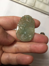Load image into Gallery viewer, Type A 100% Natural Light Green-Gray (淡油冰) Jadeite Jade Dragon Pendant – Power, Success, Protection &amp; Good Fortune PC239

