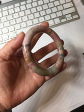 Load image into Gallery viewer, 57.2mm 100% natural pink/black/brown/yellow/black chubby round cut rose stone (Rhodonite) bangle SY130
