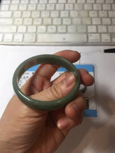Load image into Gallery viewer, 53mm Certified 100% Natural Type A Dark Green Gray Black (老油青) Thin Jadeite Jade Bangle PC216-6222
