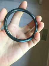 Load image into Gallery viewer, 59.1mm Certified Type A 100% Natural light black/green/gray Guatemala slim round cut Jadeite bangle PJ83-0661
