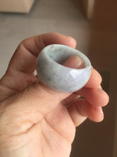 Load image into Gallery viewer, 100% natural type A light purple/green/white broad jadeite jade band ring thumb ring Pb42
