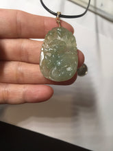 Load image into Gallery viewer, Type A 100% Natural Light Green-Gray (淡油冰) Jadeite Jade Dragon Pendant – Power, Success, Protection &amp; Good Fortune PC239
