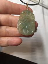 Load image into Gallery viewer, Type A 100% Natural Light Green-Gray (淡油冰) Jadeite Jade Dragon Pendant – Power, Success, Protection &amp; Good Fortune PC239
