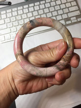 Load image into Gallery viewer, 57.2mm 100% natural pink/black/brown/yellow/black chubby round cut rose stone (Rhodonite) bangle SY130
