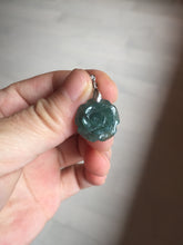 Load image into Gallery viewer, 100% Natural blue green gray Guatemala jadeite Jade flower pendant group AR113
