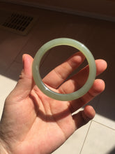 Load image into Gallery viewer, 53mm certified 100% Natural lake green gray slim round cut nephrite bangle HN142-6918
