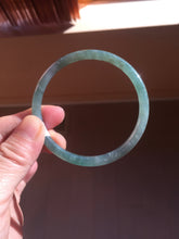 Load image into Gallery viewer, 57mm Certified Type A 100% Natural light green/blue/gray/brown with flying snow Guatemala slim round cut Jadeite bangle PD57-5536
