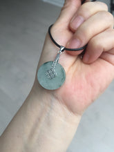 Load image into Gallery viewer, 20mm 100% Natural icy watery light green clear jadeite Jade Safety Guardian Button (donut) Pendant BK106
