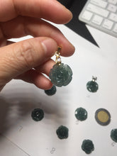 Load image into Gallery viewer, 100% Natural blue green gray Guatemala jadeite Jade flower pendant group AR113
