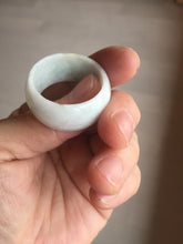 Load image into Gallery viewer, 100% natural type A light purple/green/white broad jadeite jade band ring thumb ring Pb42
