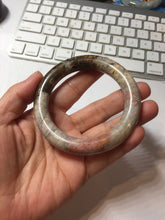 Load image into Gallery viewer, 54.4mm 100% natural pink/black/brown/yellow/black chubby round cut rose stone (Rhodonite) bangle SY131
