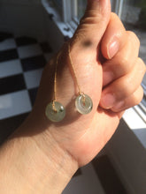 Load image into Gallery viewer, 12.5mm 100% Natural icy watery light green/yellow softy button donut dangling jadeite Jade earring group B207
