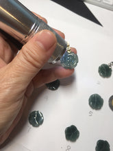 Load image into Gallery viewer, 100% Natural blue green gray Guatemala jadeite Jade flower pendant group AR113
