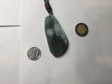 Load image into Gallery viewer, 100% Natural type A dark green black gray (老油青) happy Buddha jadeite pendant PF41
