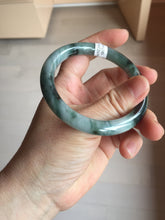 Load image into Gallery viewer, 55.7mm Certified Type A 100% Natural Dark Green Blue Gray Black Slim Moonlit Ink (水墨月色)Round Cut Jadeite Jade Bangle BS146-0748
