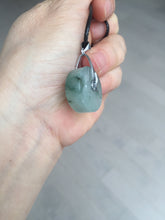 Load image into Gallery viewer, 20mm 100% Natural icy watery light green clear jadeite Jade Safety Guardian Button (donut) Pendant BK106
