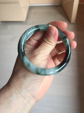 Load image into Gallery viewer, 55.7mm Certified Type A 100% Natural Dark Green Blue Gray Black Slim Moonlit Ink (水墨月色)Round Cut Jadeite Jade Bangle BS146-0748

