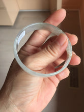 Load image into Gallery viewer, 53mm certified 100% natural Type A icy watery white light green gray (淡油青)Jadeite jade bangle PB268-1037
