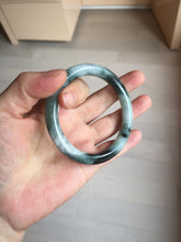 Load image into Gallery viewer, 55.7mm Certified Type A 100% Natural Dark Green Blue Gray Black Slim Moonlit Ink (水墨月色)Round Cut Jadeite Jade Bangle BS146-0748
