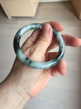 Load image into Gallery viewer, 55.7mm Certified Type A 100% Natural Dark Green Blue Gray Black Slim Moonlit Ink (水墨月色)Round Cut Jadeite Jade Bangle BS146-0748
