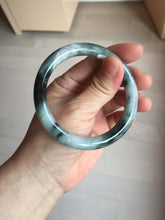 Load image into Gallery viewer, 55.7mm Certified Type A 100% Natural Dark Green Blue Gray Black Slim Moonlit Ink (水墨月色)Round Cut Jadeite Jade Bangle BS146-0748
